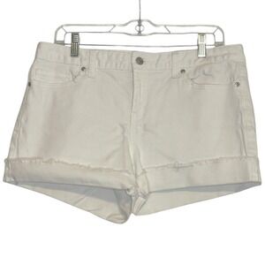Tommy Hilfiger Denim Shorts Womens White Raw Hem Coastal Clean Girl Americana 10